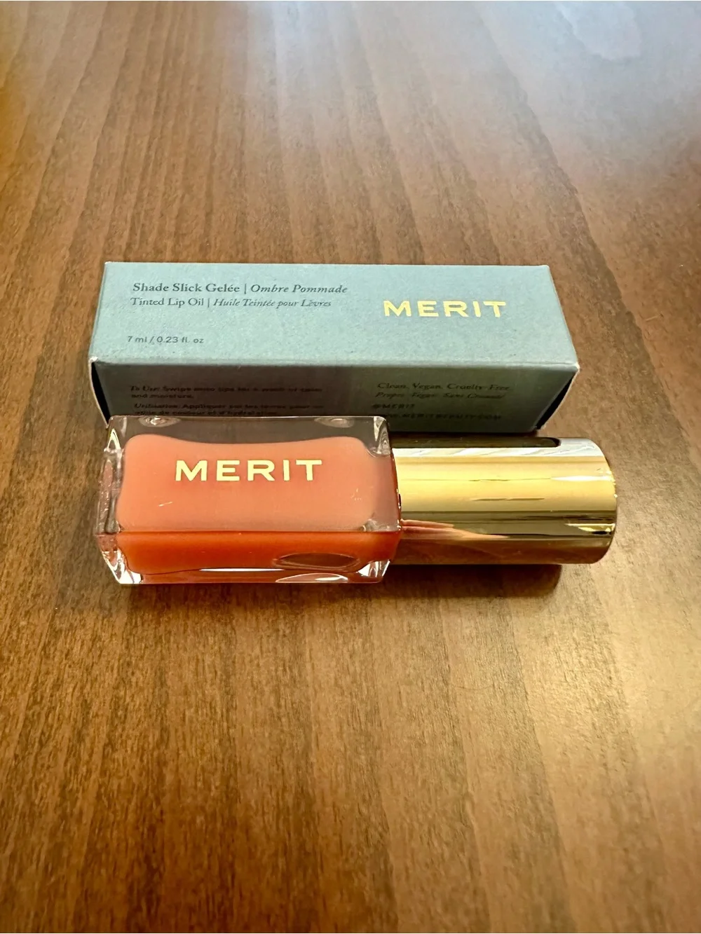 MERIT Shade Slick Gelée Tinted Lip Oil in Jeté (sheer natural)